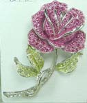 Jewelry distributor wholesale cubic zironia China manufacturer classic pinky rose brooch