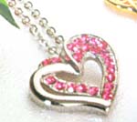 Wholesale of fashion cubic zironia jewelry feaded necklace holding a pinky cz heart