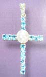 Religions online shop wholesale blue topaz cross with a mother of pearl inlaid