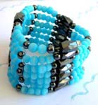 China trade health jewelry supplier wholesale blue cat eye beads magnetic hematite jewelry wrap