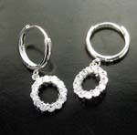 In fashion China company wholeale circular wealth clear cz sterling silver lever back earring