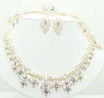 China wedding supplier jewelry agent online clear and purple leaf scene wedding jewelry set