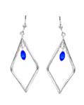 China accessories on sale wholesale enlarge diamond shape blue topaz fish hook earring