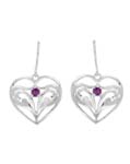 Jewelry business China group wholesale heart filigree shape holding red cz in the middle fish hook earring 
