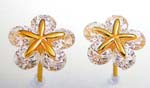 High quality China designer factory wholesale Cubic Zironia flower studs gold earring