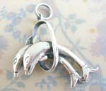 China sealife sterling silver company wholesale double dolphing pass a ring sterling silver pendant