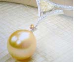 hina factory made crystal jewelry wholesale triangle clear and orangle cz holding a yellow pearl pendant