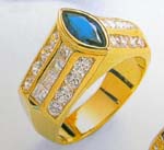 Wedding China factory men's jewelry wholesale round and square clear cz holding olive blue topaz ring 
