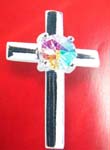 Gift store provides wholesale price sterling silver cross pendant holding rainbow cz in the middle