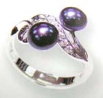 Forever love China online store wholesale wedding gift flat deep purple fresh water pearl with cz ring