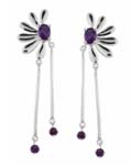 China cz factories wholesale china jewelry amethyst semi-flower dangle studs earring 