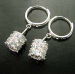 Exporter of Chinese jewelry costume wholesale puffy rectangular clear cz dangle hoop earring 