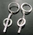 Exquisite ladies accessories wholesaler supply soft clear cz pole and round charm hoop earring