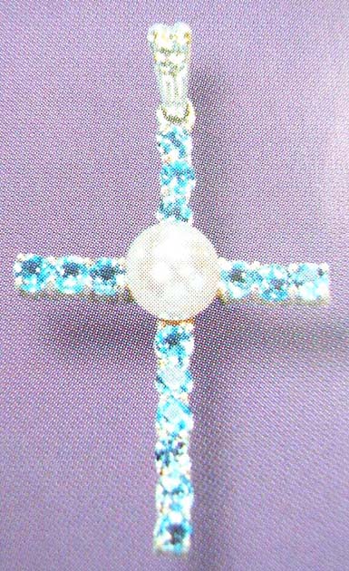  Religions online shop wholesale blue topaz cross with a mother of pearl inlaid  