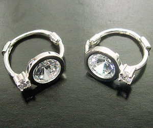  Global China import lead wholesale flat double circular lever back clear cz earring  