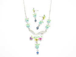   Trendy buy wholesale china jewellery set provides dangle enamel pendant with assorted cz embedded matched earrings set  