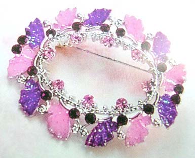   Brooch distributor wholesale China purple and pinky floral cz pin     