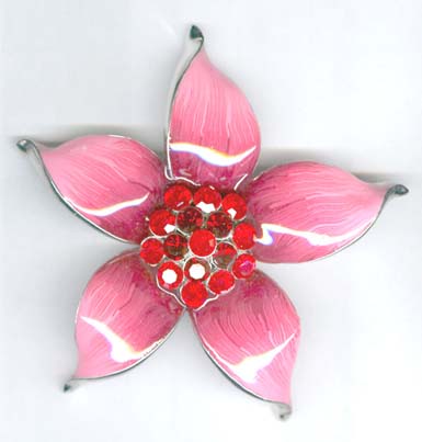   Unique gifts China importer wholesale enamel pinky flower red cz pin     