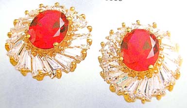   Women's jewellery news catalog online wholesale eternity red and white cz gold studs earring       
