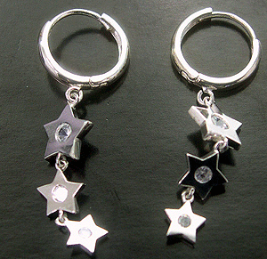   Bling-bling fashion China jewelry factory wholesale dangle clear cz star lever back earring       