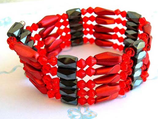 Health accessory wholesale hematite jewelry from China red beaded magnetic wrap arounds magnetic hematite jewelry 