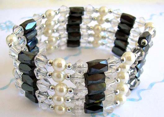 China import wholeale agent supply rhinestone white pearl beaded magnetic wrap arounds magnetic hematite jewelry 