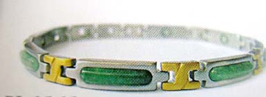 Direct buy chinese jewelry wholesale green gemstone rectangular pendant connect yellow X shape bracelet 