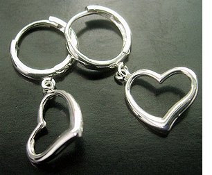 Fine simple style design China jewelry web site wholesale dangle heart frame hoop earring  
